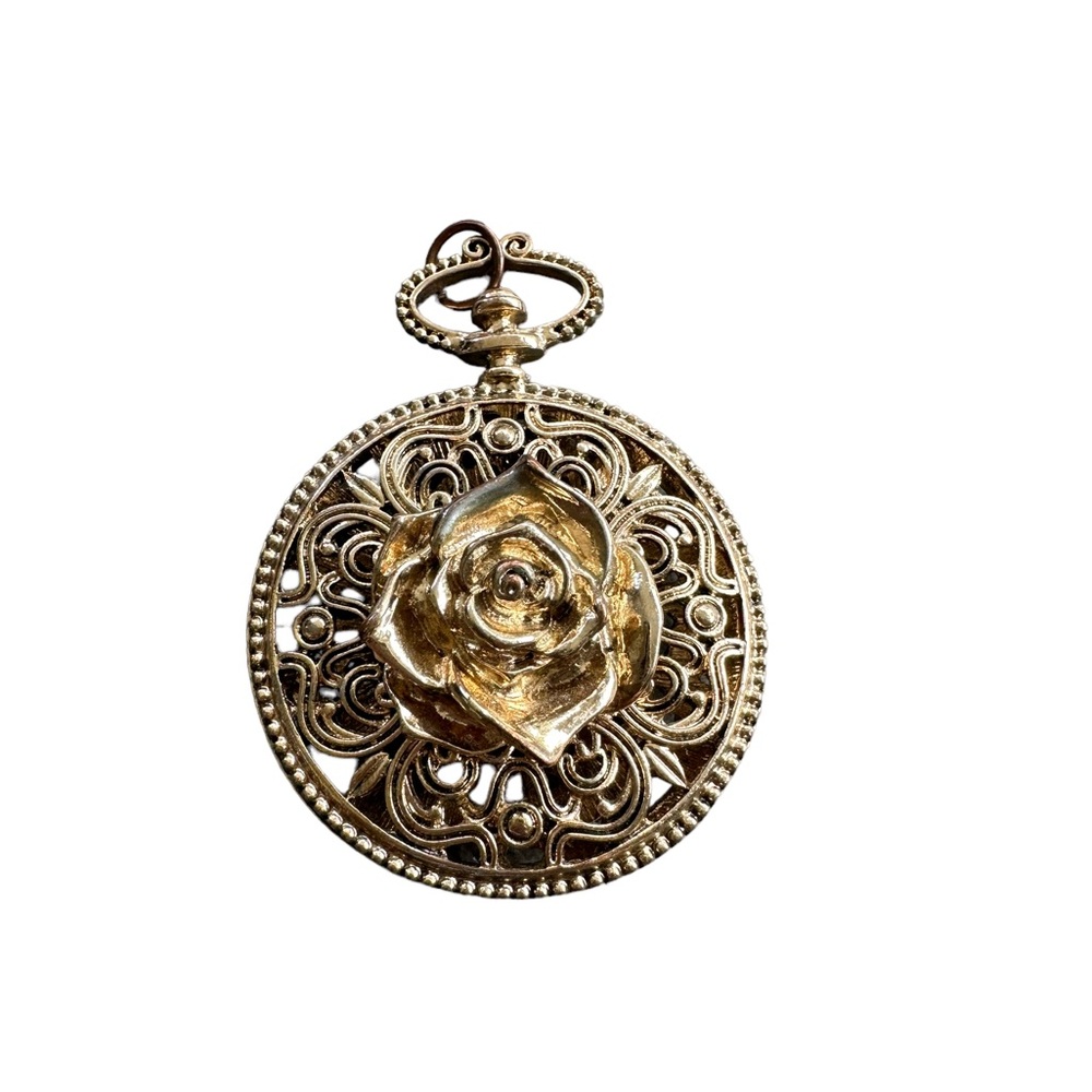 Vintage Antique Gold Rose Pendant